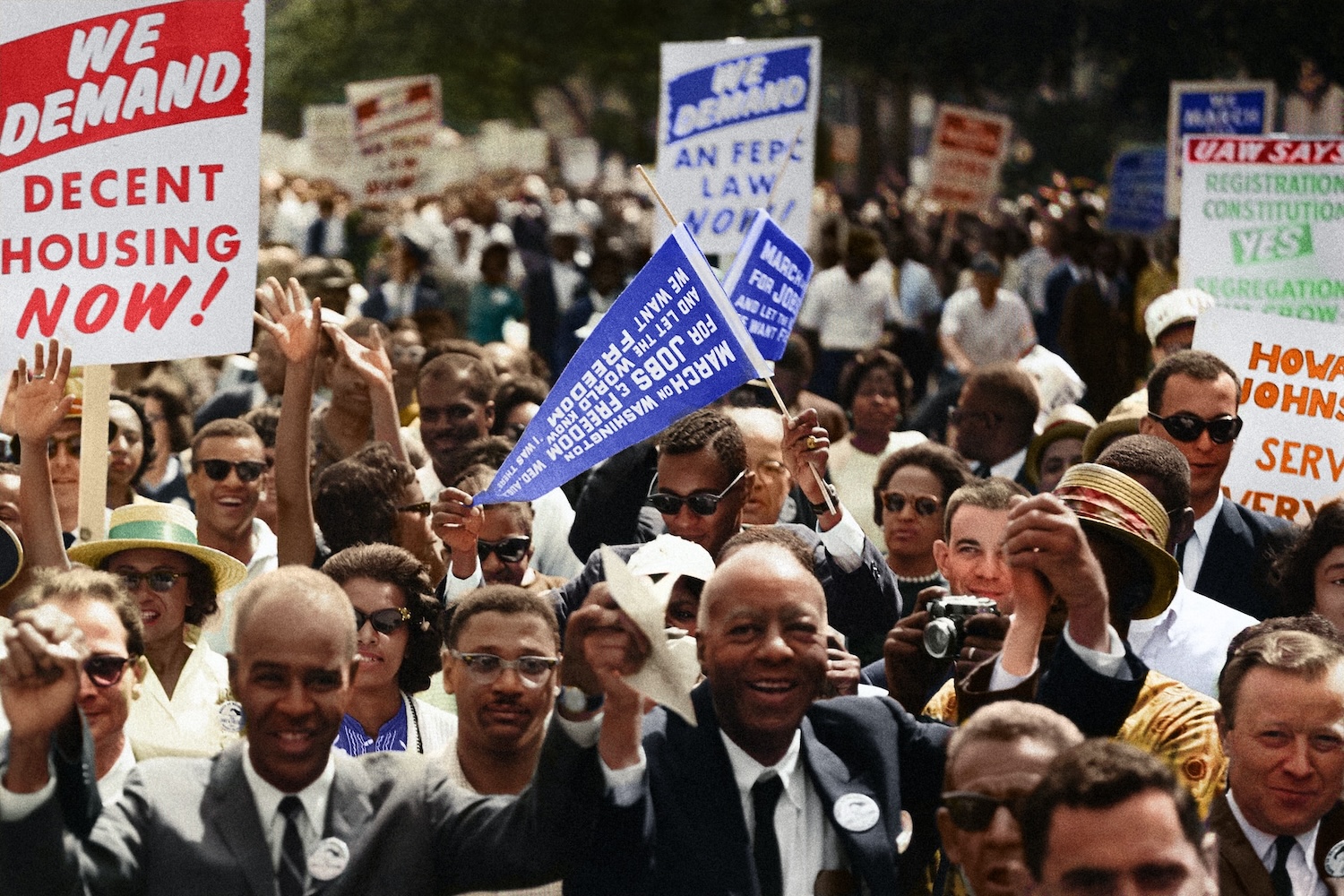 A colorized image of the 1963 civil rights March on Washington